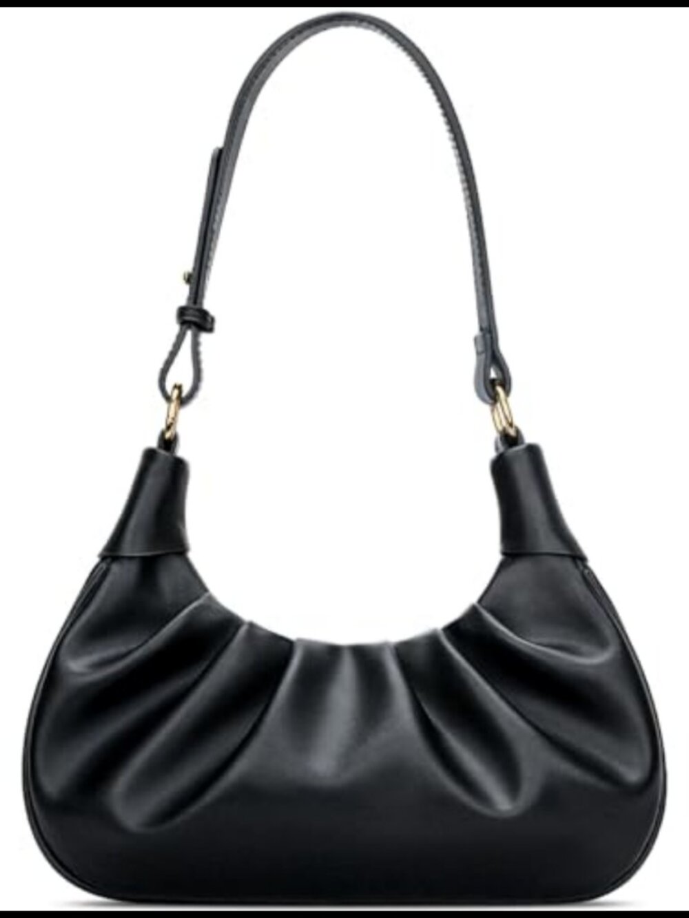 Ruched Crescent Shoulder Bag Mini Hobo Underarm Purse for Women